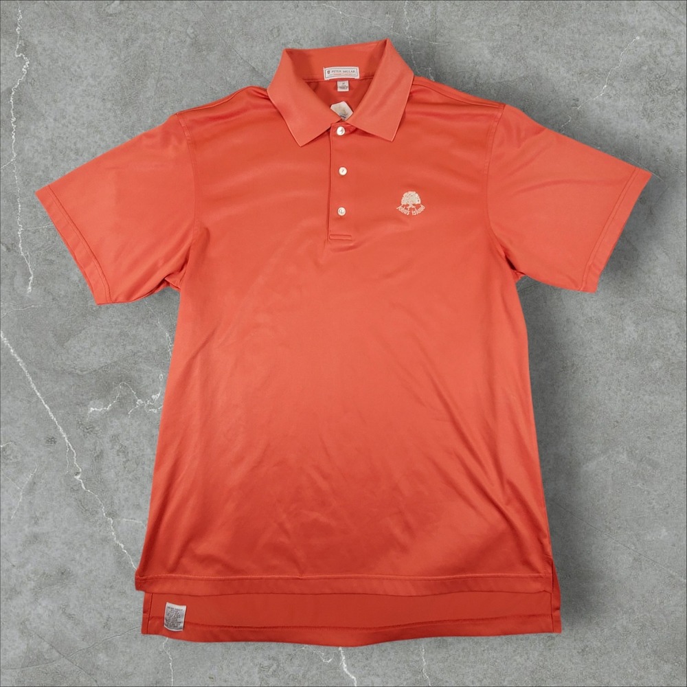 Peter Millar Polo Shirt Mens Medium Orange Summer Comfort Johns Island Golf